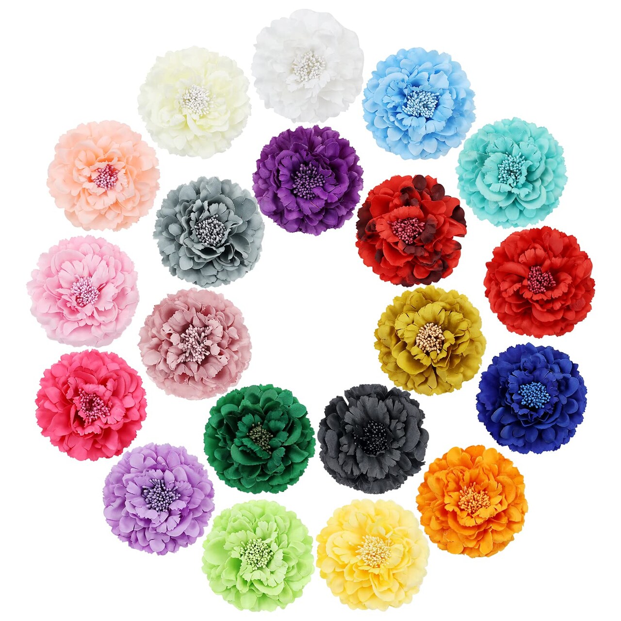 20 Pack Colorful Artificial Fake Peony Flower Hair Barrette Floral Hair Clips Headpieces Hair Accessories